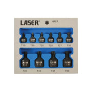 Laser Low Profile Impact Star Socket Bit Set 1/4"D, 3/8"D 10pc 6727 Laser - Dynamic Drive