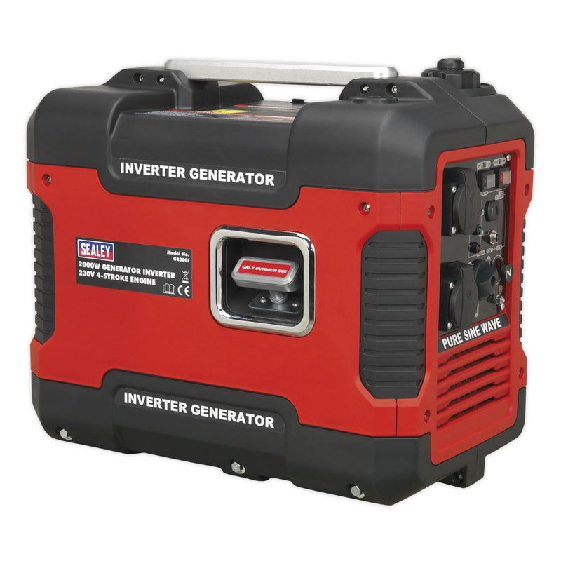 Sealey Inverter Generator 2000W 230V 4-Stroke Engine G2000I Sealey - Dynamic Drive