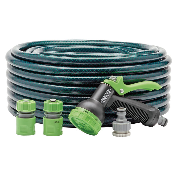 Draper Garden Hose and Spray Gun Kit, 12mm Bore, 30m 56447 Draper - Dynamic Drive