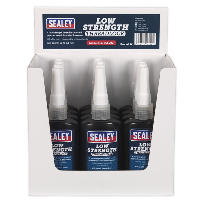 Sealey Thread Lock Low Strength 50ml Pack of 12 SCS222 Sealey - Dynamic Drive