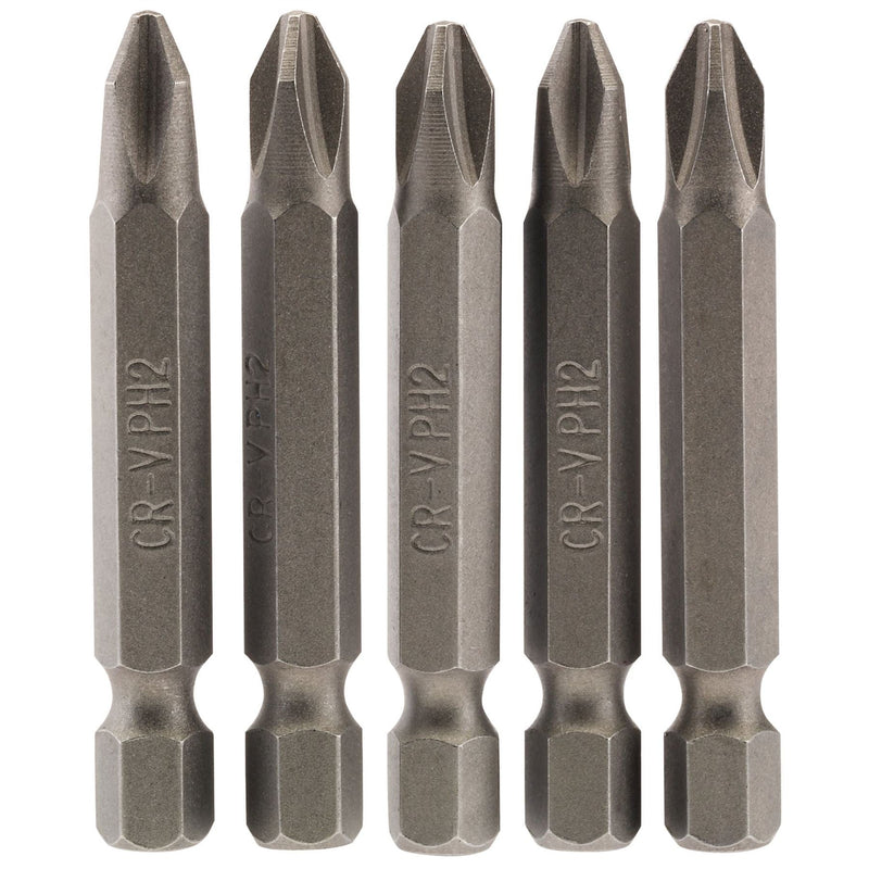 Draper Cross Slot Insert Bit, 1/4" Hex, 50mm Long, No.2 (Pack of 5) 64288 Draper - Dynamic Drive