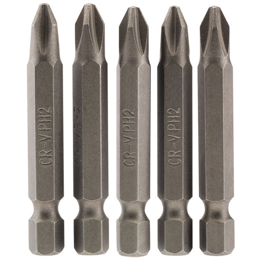 Draper Cross Slot Insert Bit, 1/4" Hex, 50mm Long, No.2 (Pack of 5) 64288 Draper - Dynamic Drive