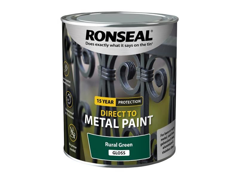 Ronseal Direct to Metal Paint Rural Green Gloss 750ml Ronseal - Dynamic Drive