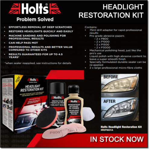 Holts Car Headlight Restoration Kit Restore Clarity & Appearance MOT HREP0031A Holts - Dynamic Drive