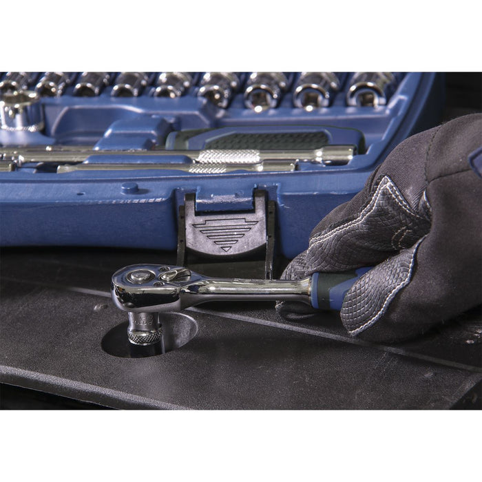 Sealey Premier 33pc 1/4" Drive WallDrive Metric Socket Set 4-14mm Ratchet Handle Sealey  - Dynamic Drive