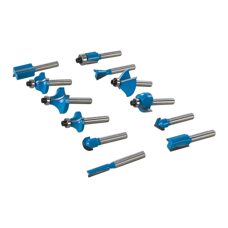 Silverline 1/4" TCT Router Bit Set 12pce 1/4" Silverline - Dynamic Drive