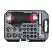 Sealey AK64906 24pc Stubby Fine Tooth Ratchet Screwdriver & Accessory Sealey  - Dynamic Drive