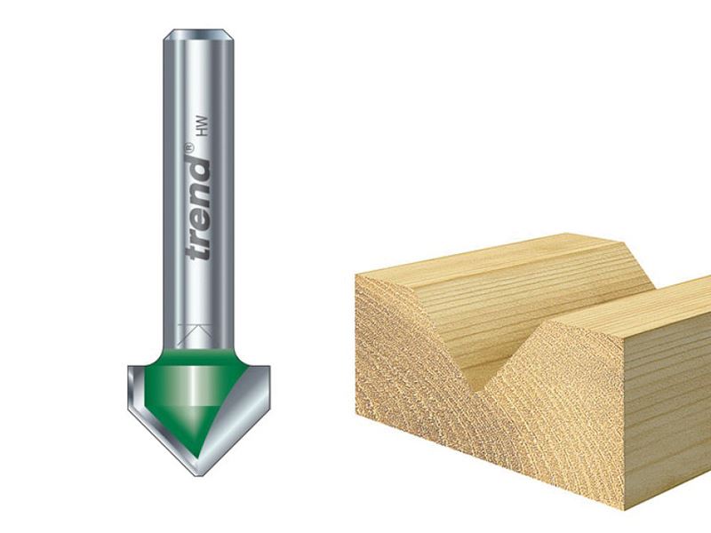 Trend C044 x 1/4 TCT CraftPro Chamfer V-Groove Cutter 45° 6.0 x 12.7mm Trend - Dynamic Drive