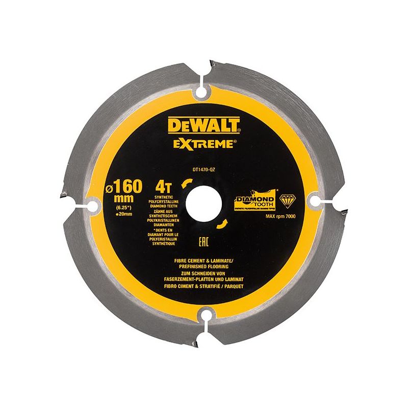 Dewalt Power Tools Extreme PCD Fibre Cement Saw Blade 160 x 20mm x 4T DeWALT Power Tools - Dynamic Drive