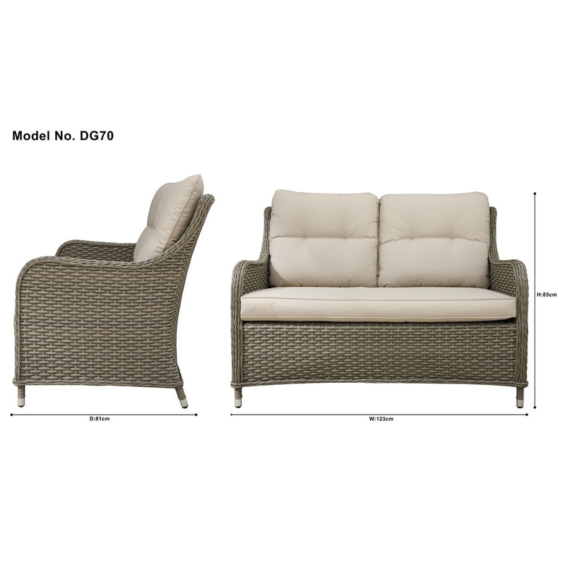 Dellonda Chester Rattan Wicker Outdoor 2-Seater Sofa DG70 Dellonda - Dynamic Drive