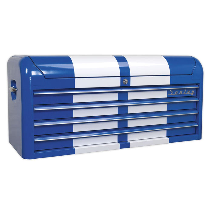 Sealey Topchest 4 Drawer Wide Retro Style Blue with White Stripes AP41104BWS Sealey - Dynamic Drive