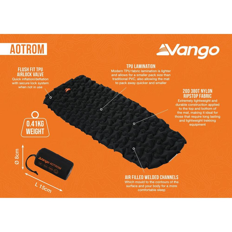Vango Aotrom Inflatable Sleeping Mat Lightweight Camping Self Inflating Vango - Dynamic Drive