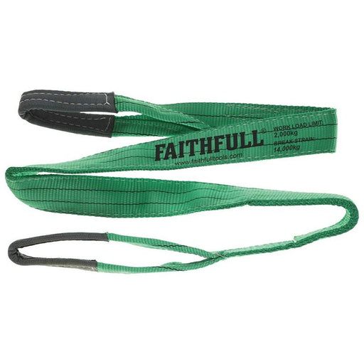 Faithfull Lifting Sling Green 2 Tonne 60mm x 2m Faithfull - Dynamic Drive