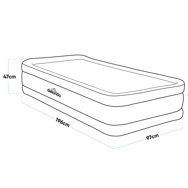 Dellonda Raised Air Bed with Removable Electric Pump & Storage Bag - Single Dellonda - Dynamic Drive