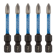 Draper Expert Cross Slot/PH Type Impact Screwdriver Bits, No.1 x 50mm, 1/4" Hex Draper - Dynamic Drive