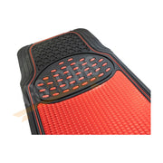 Shiney Red Metallic Checker Style Car Heavy Duty Black Rubber Set of 4 Mats Set Streetwize  - Dynamic Drive