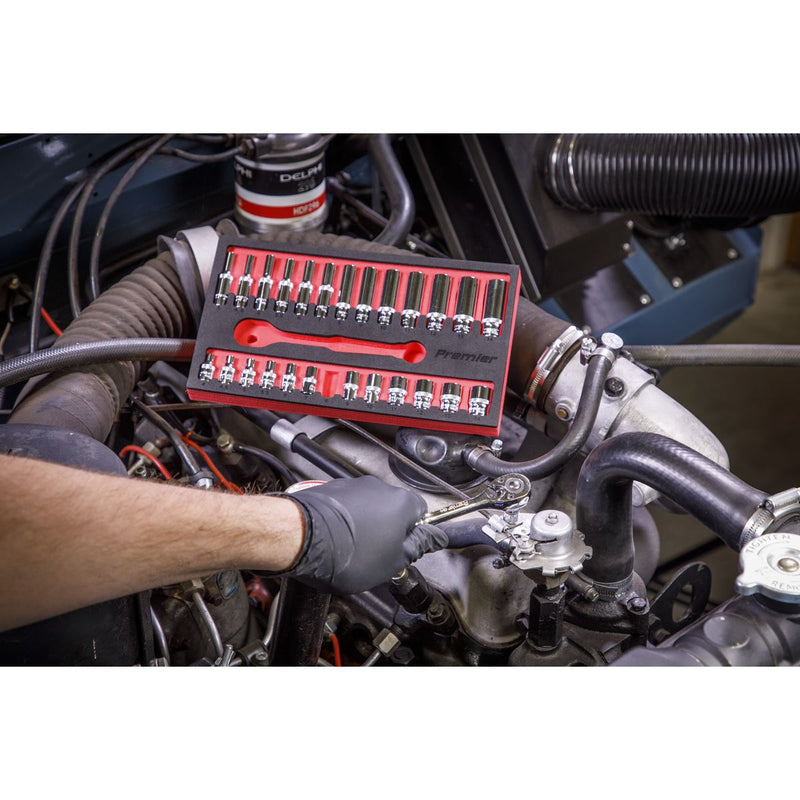 Sealey Ratchet Wrench & Socket Set 27pc 1/4"Sq Drive AK66721 Sealey - Dynamic Drive