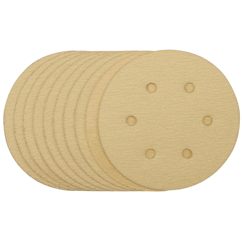Draper Gold Sanding Discs with Hook & Loop, 150mm, 120 Grit (Pack of 10) 64025 Draper - Dynamic Drive