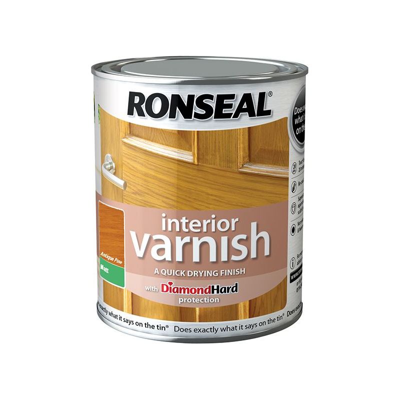 Ronseal Interior Varnish Quick Dry Matt Antique Pine 250ml Ronseal - Dynamic Drive
