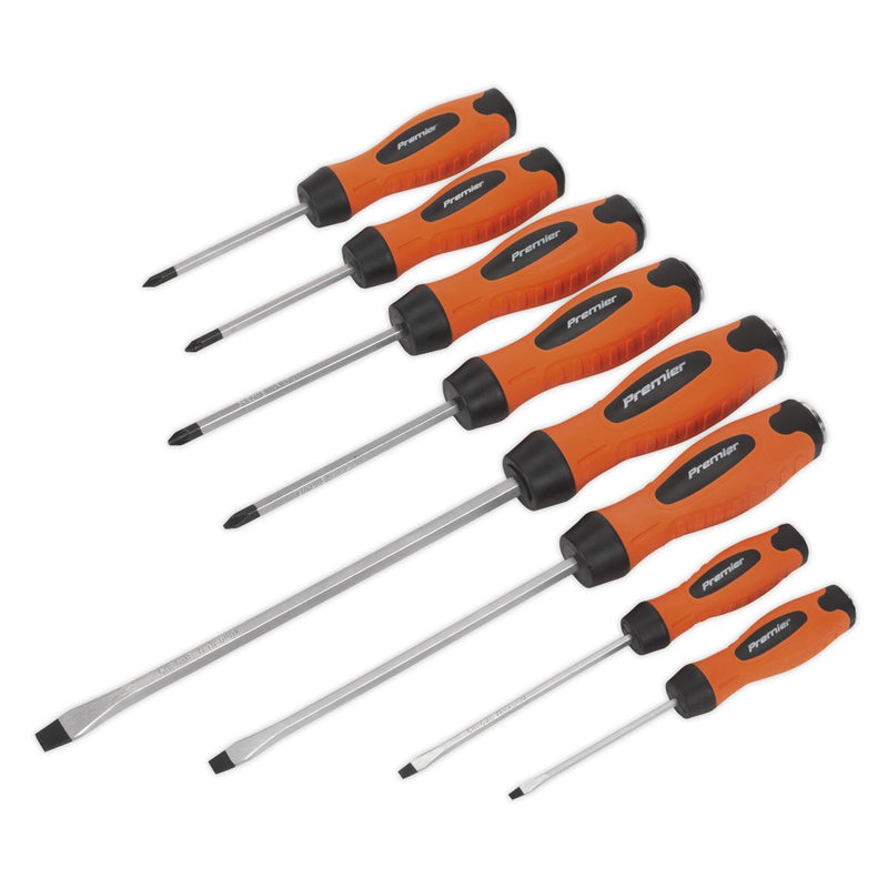 Sealey Screwdriver Set 8pc Hammer-Thru Hi-Vis Orange HV004 Sealey - Dynamic Drive
