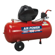 Sealey Air Compressor 100L V-Twin Direct Drive 3hp Oil Free SAC10030F Sealey - Dynamic Drive