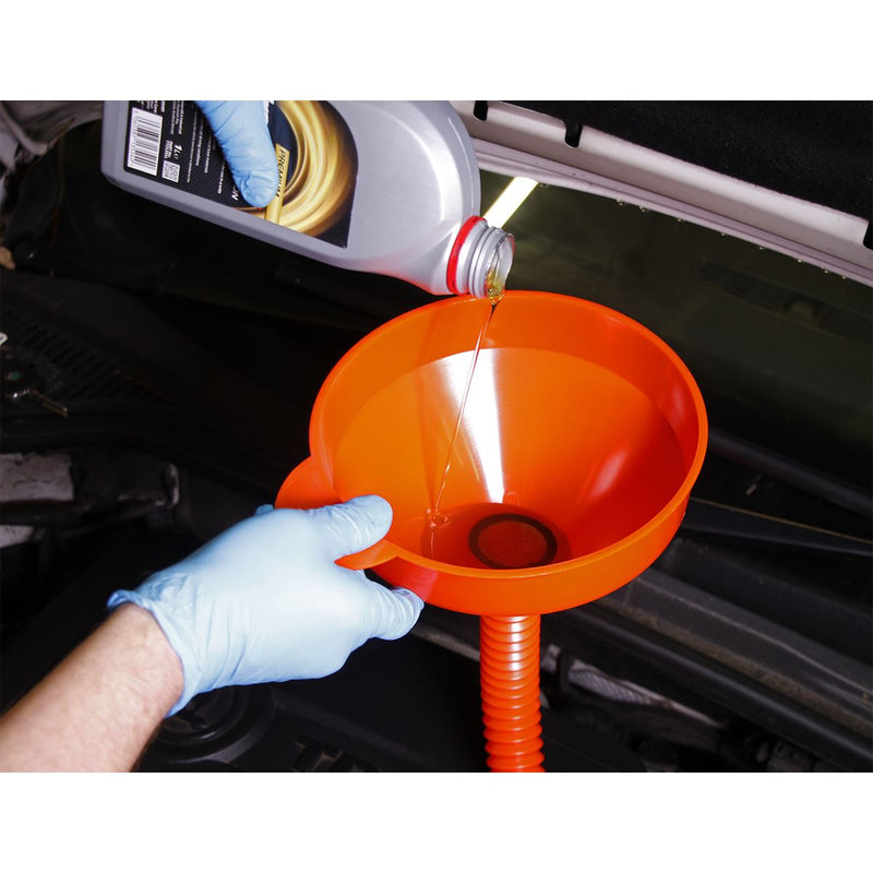 Sealey Flexi-Spout Funnel Medium200mm with Filter F2F Sealey - Dynamic Drive