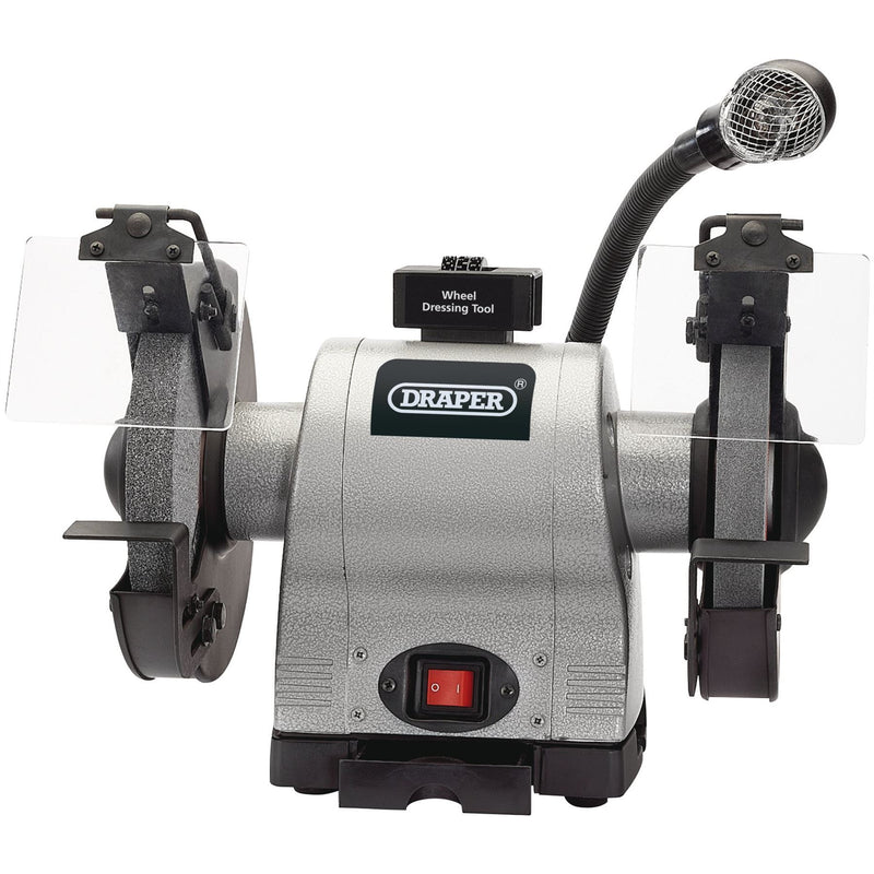 Draper Heavy Duty Bench Grinder with Worklight, 200mm, 550W 05097 Draper - Dynamic Drive