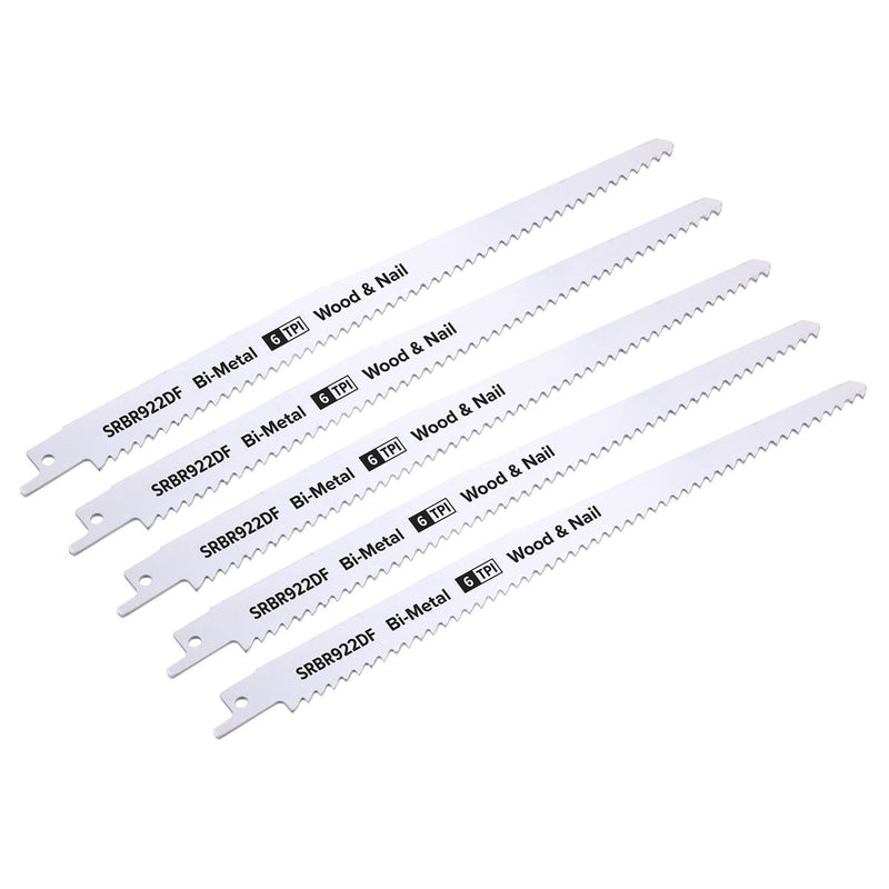 Sealey Reciprocating Saw Blade Wood & Nail 230mm 6tpi Pack of 5 SRBR922DF Sealey - Dynamic Drive