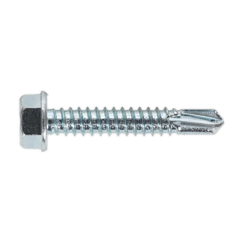 Sealey Self Drilling Screw 6.3 x 38mm Hex Head Zinc Pack of 100 SDHX6338 Sealey - Dynamic Drive