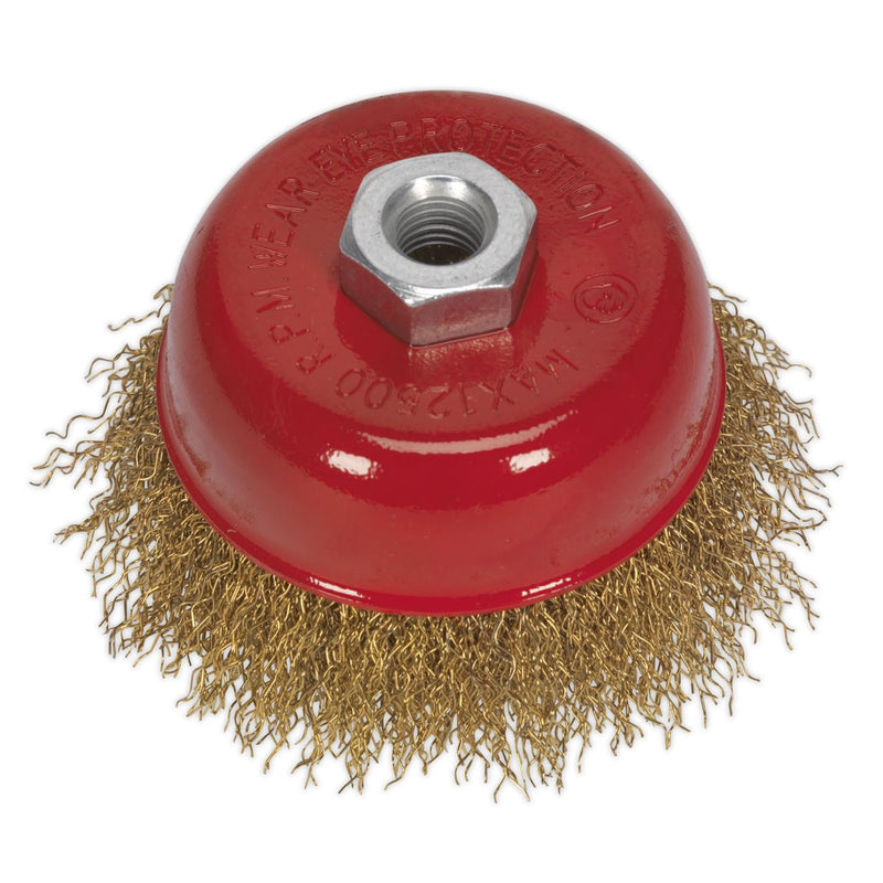 Sealey Brassed Steel Cup Brush75mm M14 x 2mm CBC752 Sealey - Dynamic Drive