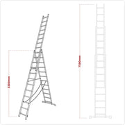 Sealey Extension Combination Ladder 3 x 12 Aluminium - BS EN 131 ACL312 Sealey - Dynamic Drive