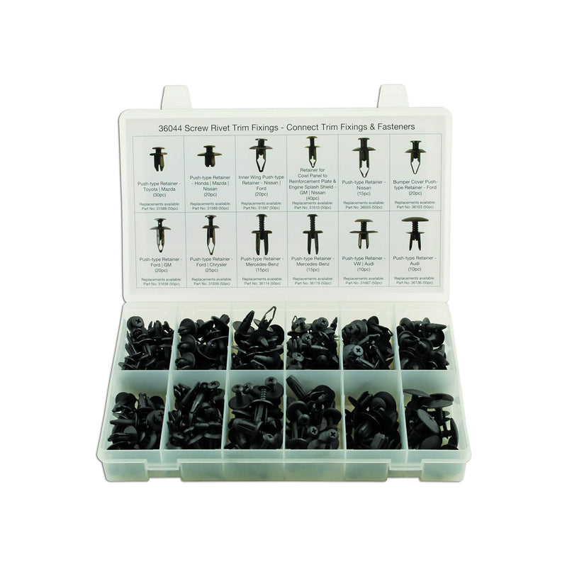 Connect Assorted Screw Rivet Trim Fixings 240pc 36044 Tool Connection - Dynamic Drive
