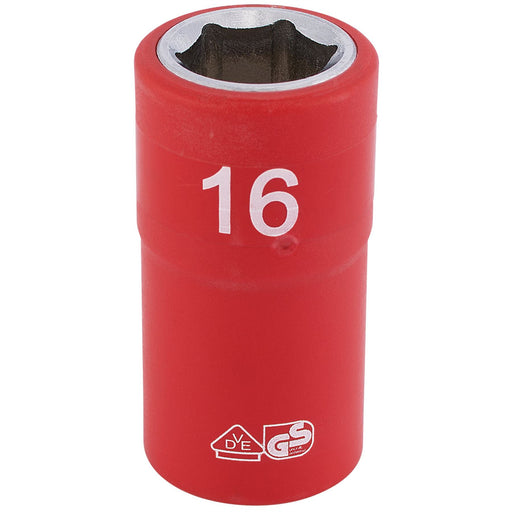 Draper Fully Insulated VDE Socket, 1/2" Sq. Dr., 16mm 31843 Draper - Dynamic Drive