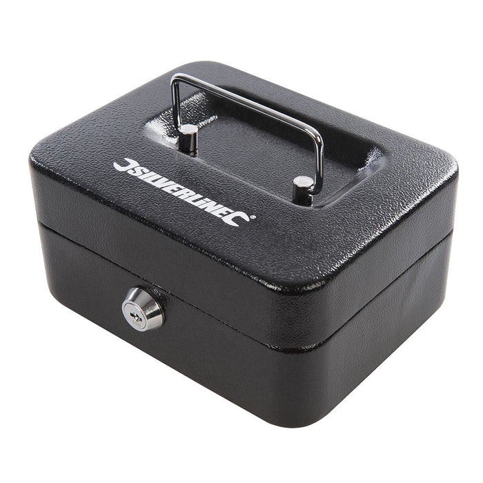 Silverline Metal Cash & Valuables Box Keyed 165 x 128 x 80mm Silverline - Dynamic Drive