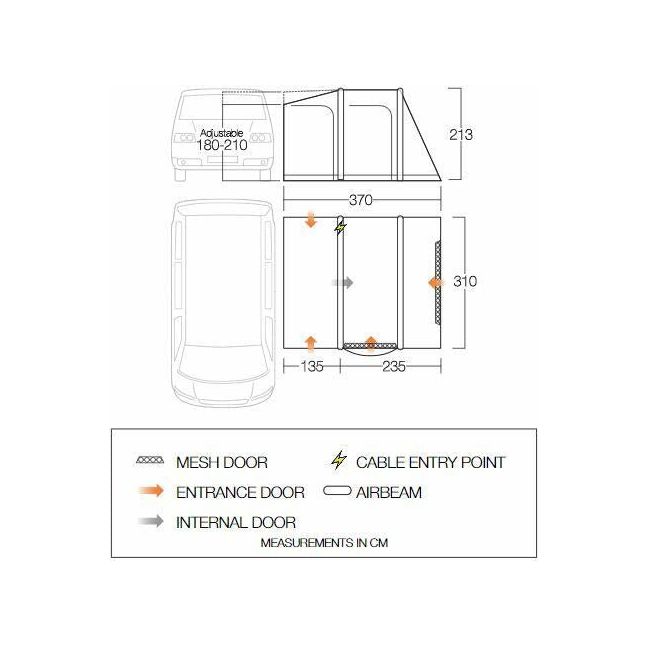 Vango Kela Pro Air Low Drive Away Awning (180 - 210cm) Campervan Vango - Dynamic Drive