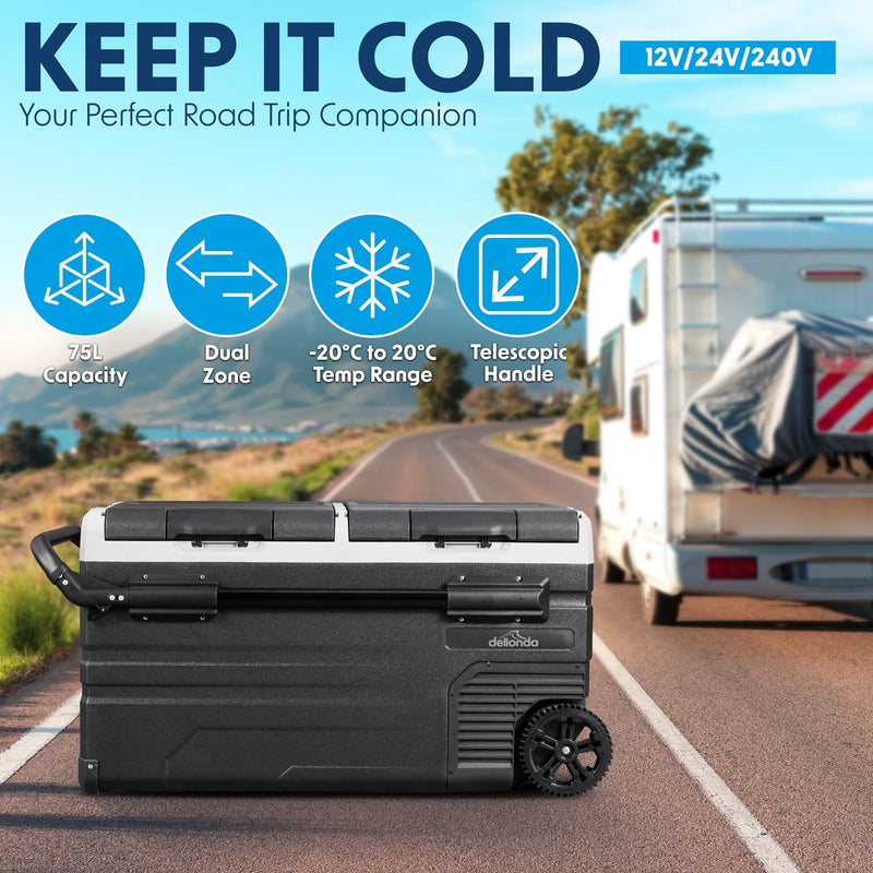 Dellonda Portable Fridge Freezer/Cool Box with LED Display 75L DL127 Dellonda - Dynamic Drive