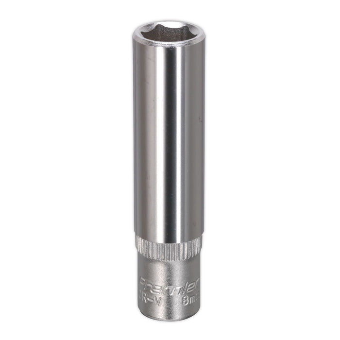 Sealey WallDrive Socket 8mm Deep 1/4"Sq Drive S1408D Sealey - Dynamic Drive