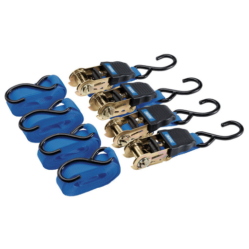 Draper Ratcheting Tie Down Straps, 4.5m x 25mm, 225kg (4 Piece) 92771 Draper - Dynamic Drive