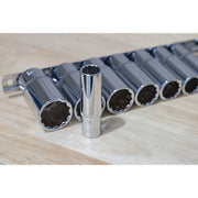 Sealey Socket Set 11pc 3/8"Sq Drive 12pt Deep WallDrive Imperial AK2673 Sealey  - Dynamic Drive