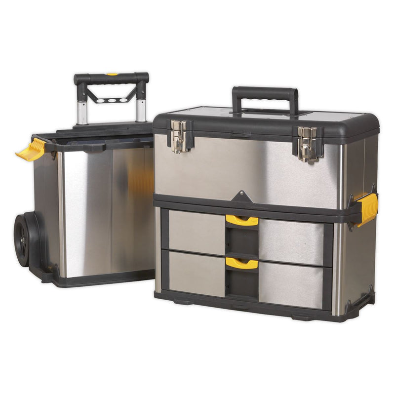 Sealey Mobile Stainless Steel/Composite Toolbox 3 Compartment AP855 Sealey - Dynamic Drive