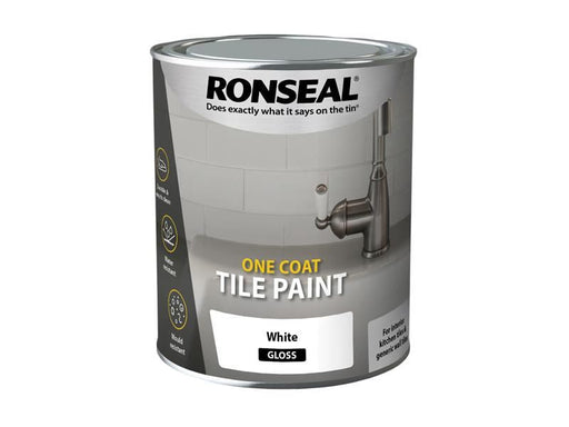 Ronseal One Coat Tile Paint White Gloss 750ml Ronseal - Dynamic Drive