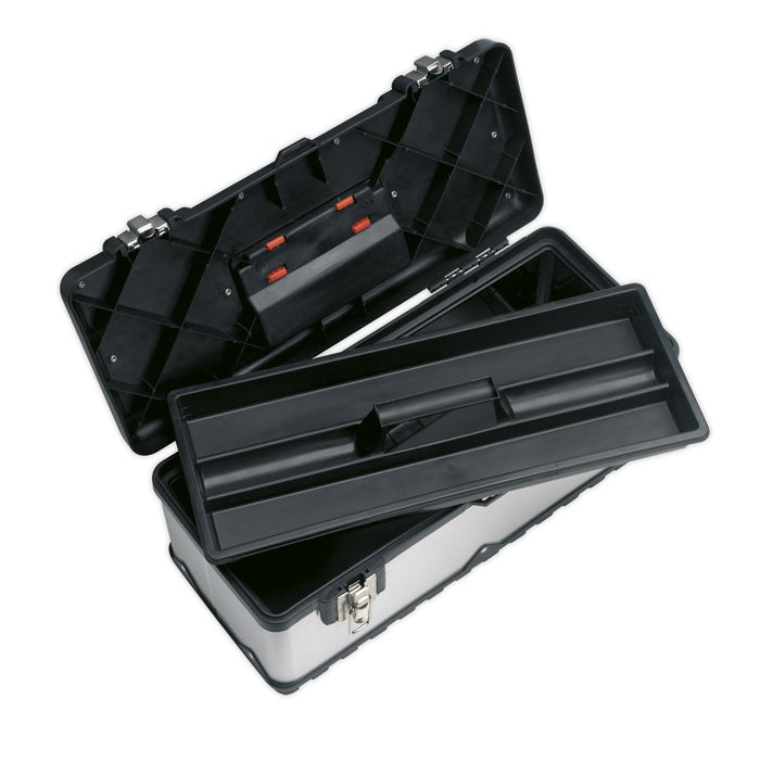 Sealey Stainless Steel Toolbox 505mm with Tote Tray Sealey  - Dynamic Drive