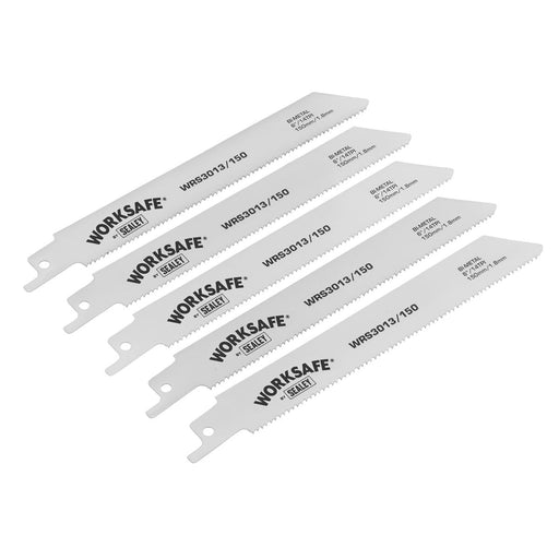 Sealey Reciprocating Saw Blade 150mm 14tpi Pack of 5 WRS3013/150 Sealey - Dynamic Drive
