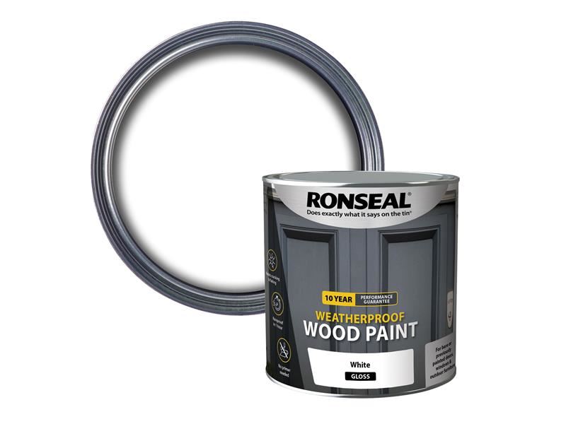 Ronseal 10 Year Weatherproof Wood Paint White Gloss 2.5 litre Ronseal - Dynamic Drive