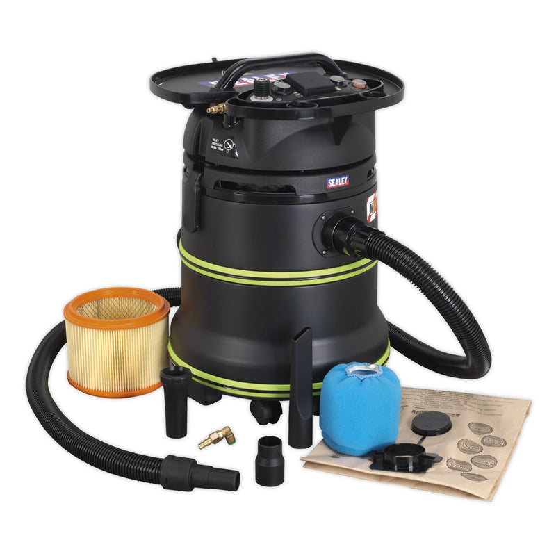 Sealey Vacuum Cleaner Industrial Dust-Free Wet/Dry 35L 1000W/230V Plastic Drum M Sealey - Dynamic Drive