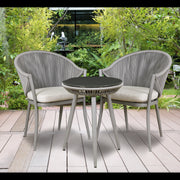 Dellonda Echo 3 Piece Balcony Set with Tempered Glass Top Dellonda  - Dynamic Drive