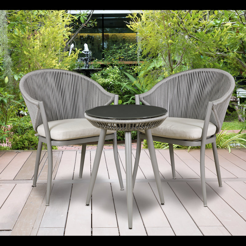 Dellonda Echo 3 Piece Balcony Set with Tempered Glass Top Dellonda  - Dynamic Drive