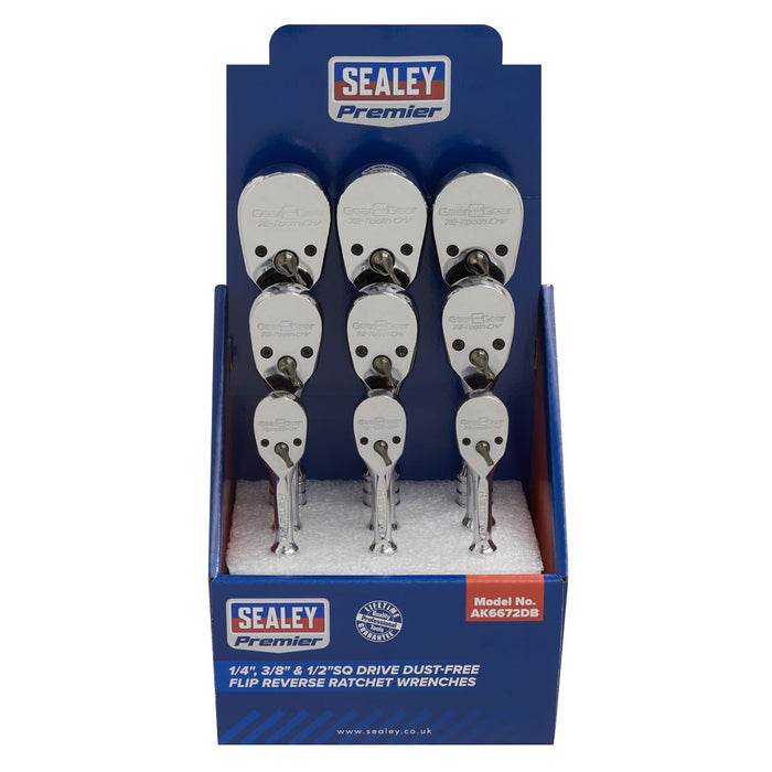 Sealey Ratchet Wrenches 1/4", 3/8" & 1/2"Sq Drive-Display Box of 9 AK6672DB Sealey  - Dynamic Drive