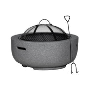 Dellonda Round MgO Fire Pit with BBQ Grill Ø60cm Safety Mesh Screen - Dark Grey Dellonda - Dynamic Drive