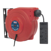 Sealey Cable Reel System Retractable 15m 2 x 230V Socket CRM15 Sealey - Dynamic Drive
